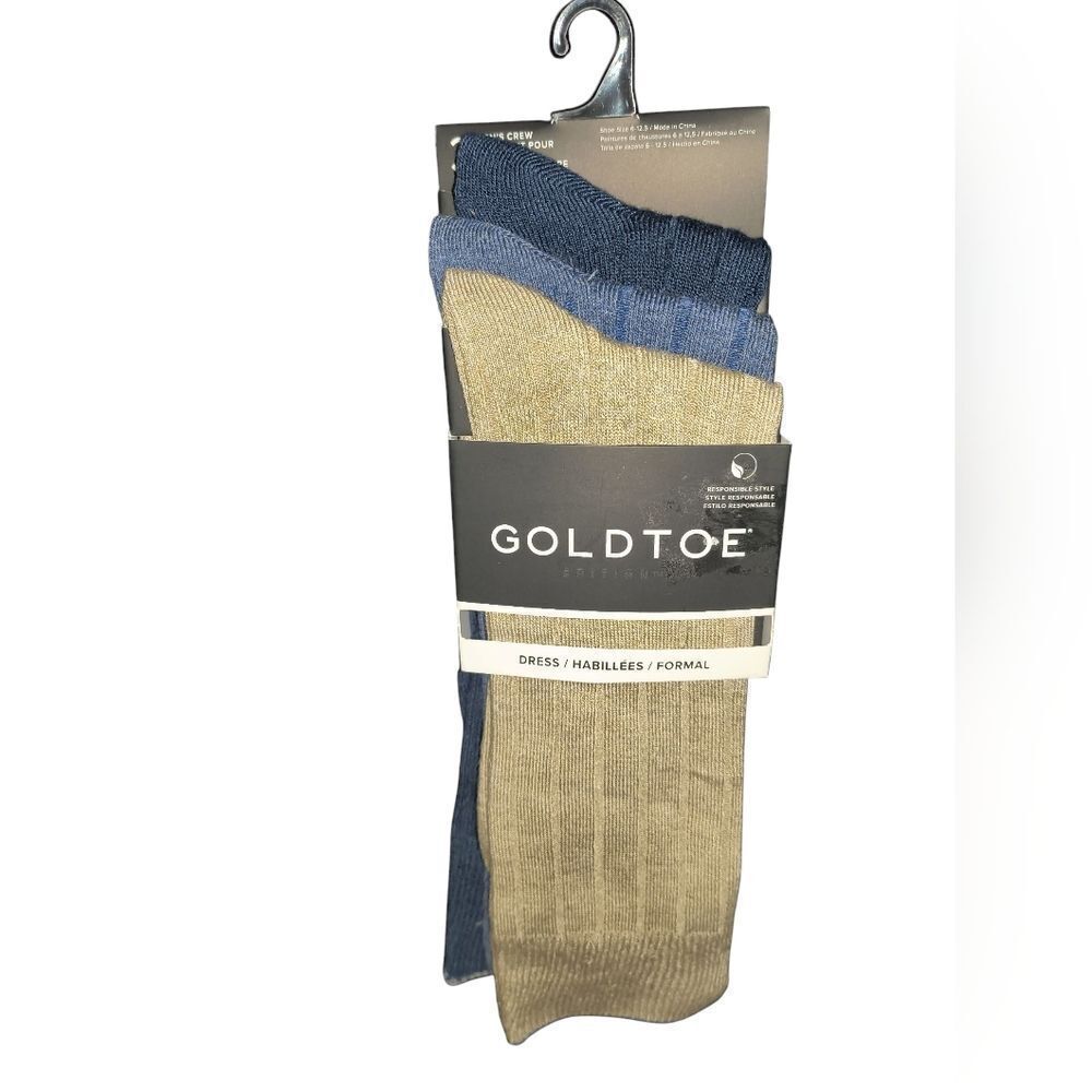 Gold Toe Men's Dress Socks - Tan and Blue